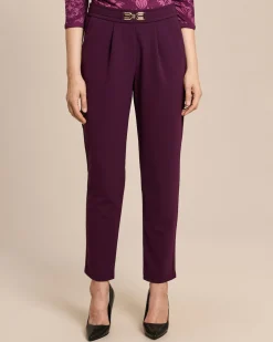 Slim Fit Hose mit Dekoelement am Bund