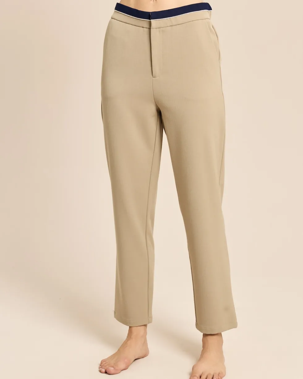Slim Fit Hose mit Doppelbund-Optik