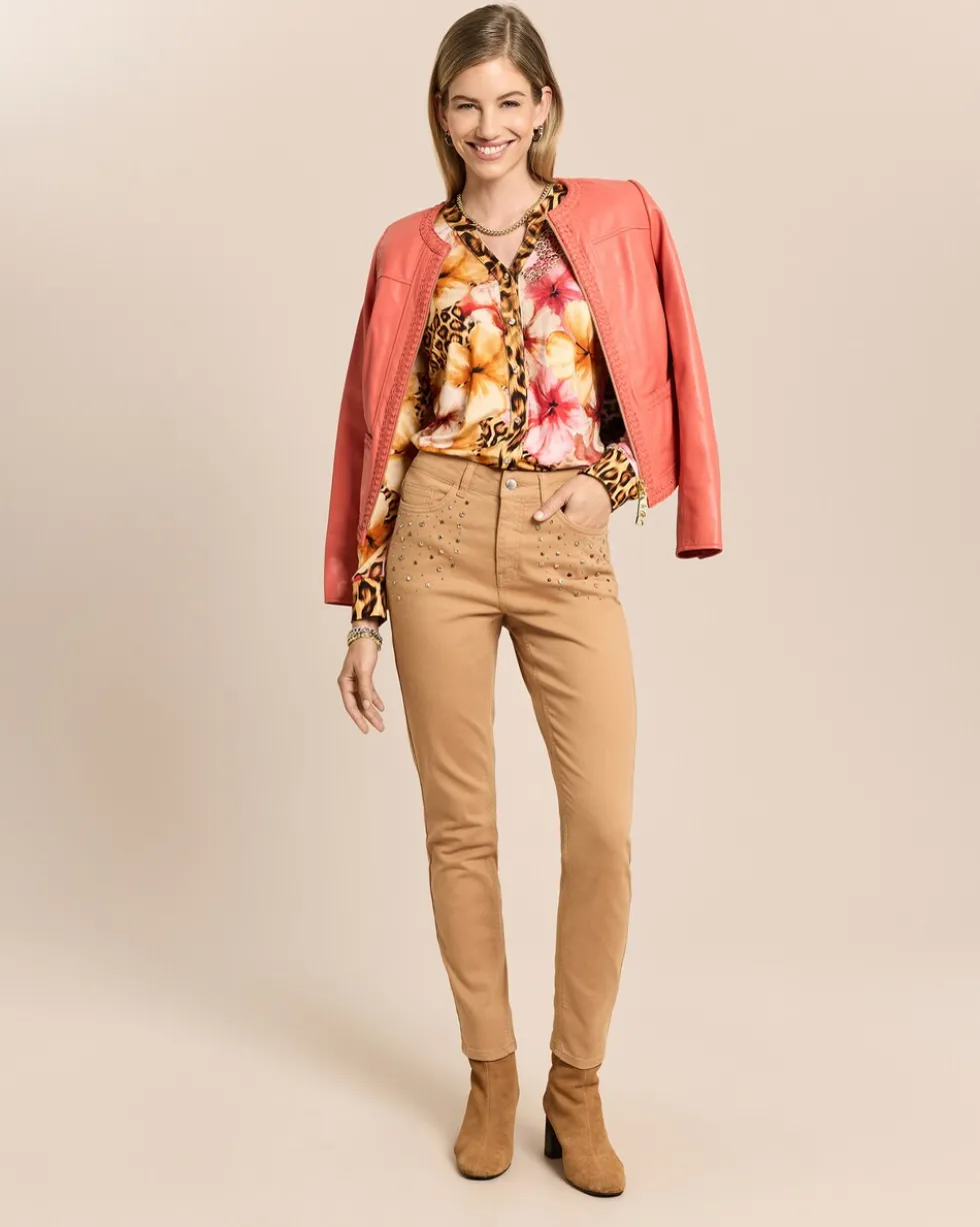 Slim Fit Hose mit Nietendeko