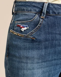 Slim Fit Jeans mit Dekoration