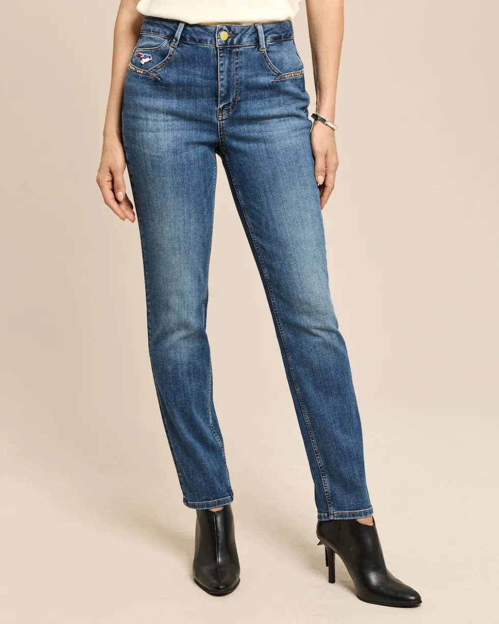 Slim Fit Jeans mit Dekoration