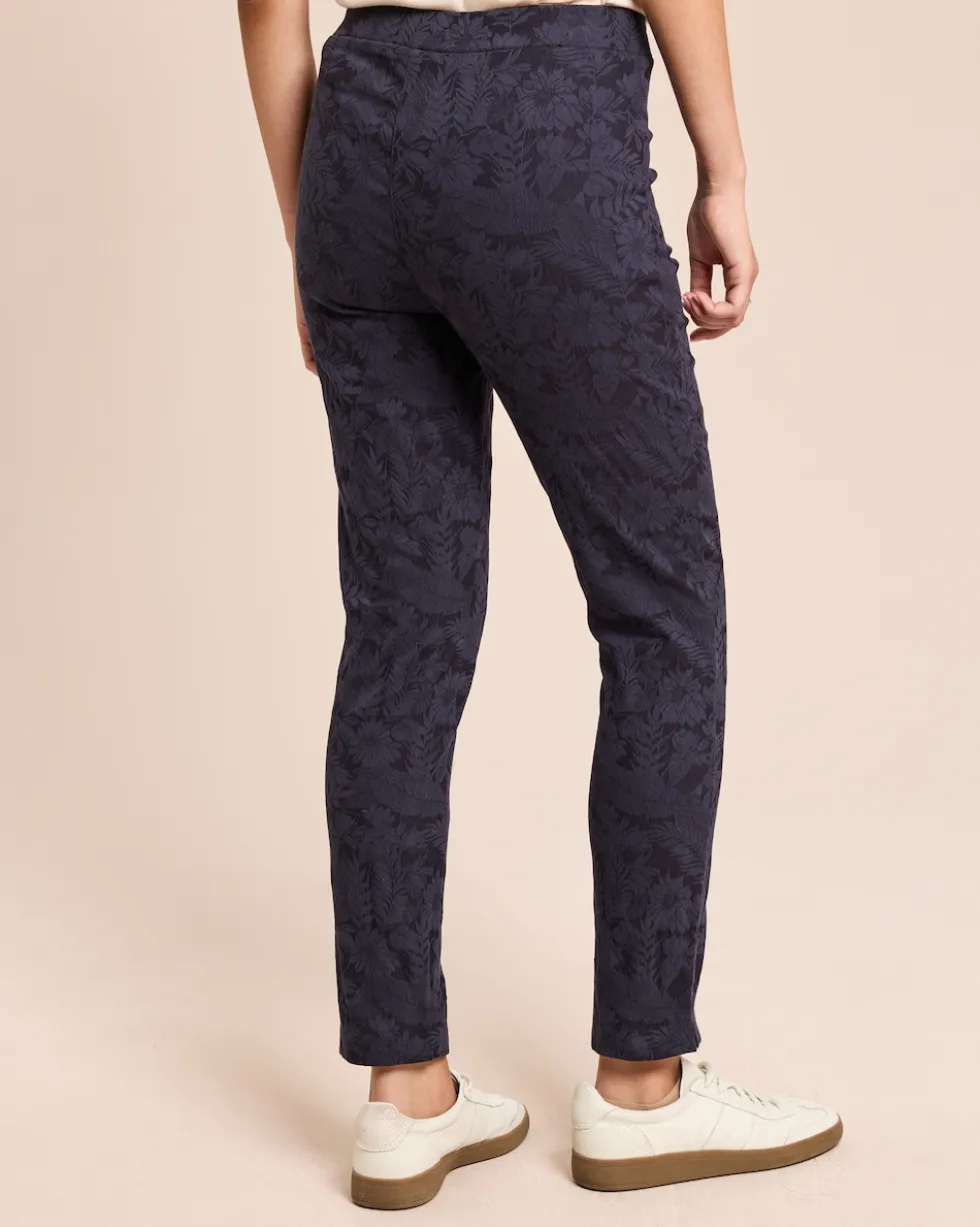 Slim Fit Schlupfhose Blumen-Jacquard