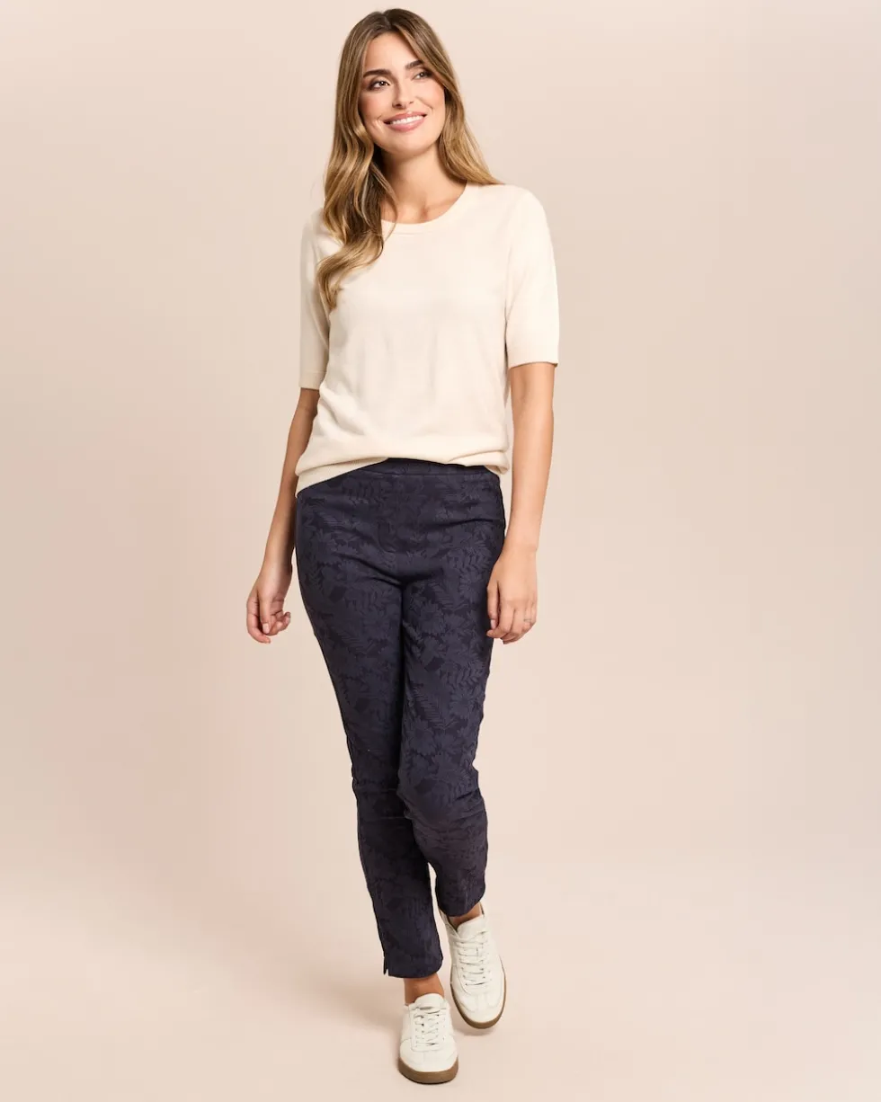 Slim Fit Schlupfhose Blumen-Jacquard