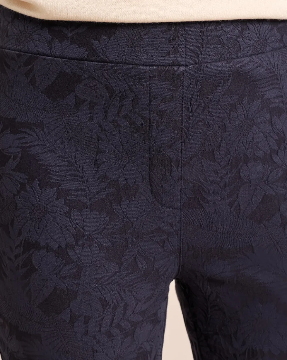 Slim Fit Schlupfhose Blumen-Jacquard
