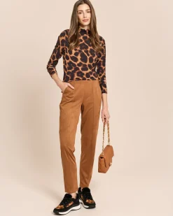 Slim Fit Velourslederimitat Hose