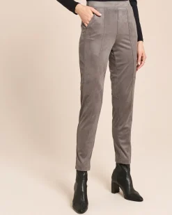 Slim Fit Velourslederimitat Hose