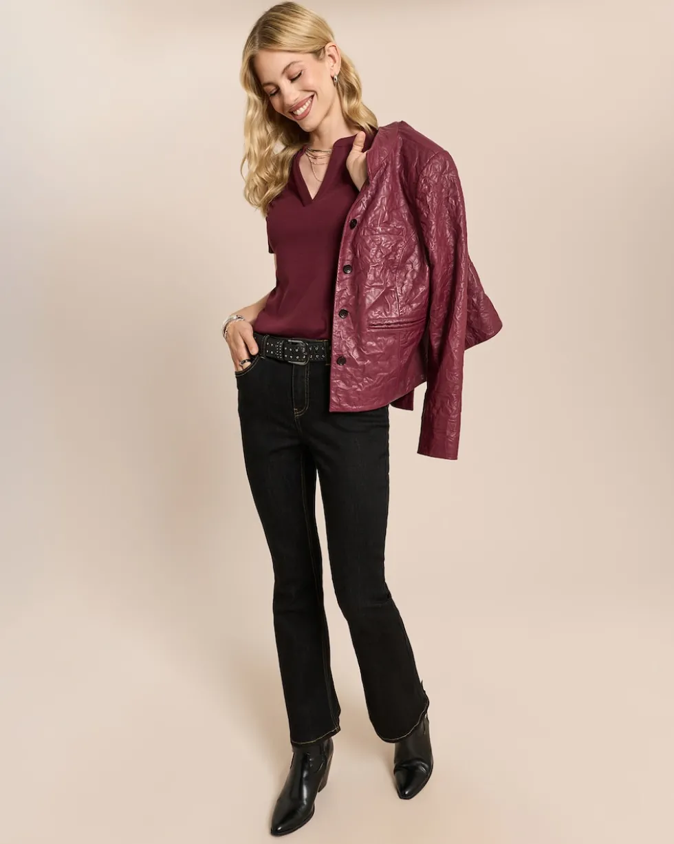Slim Shirt mit V-Ausschnitt