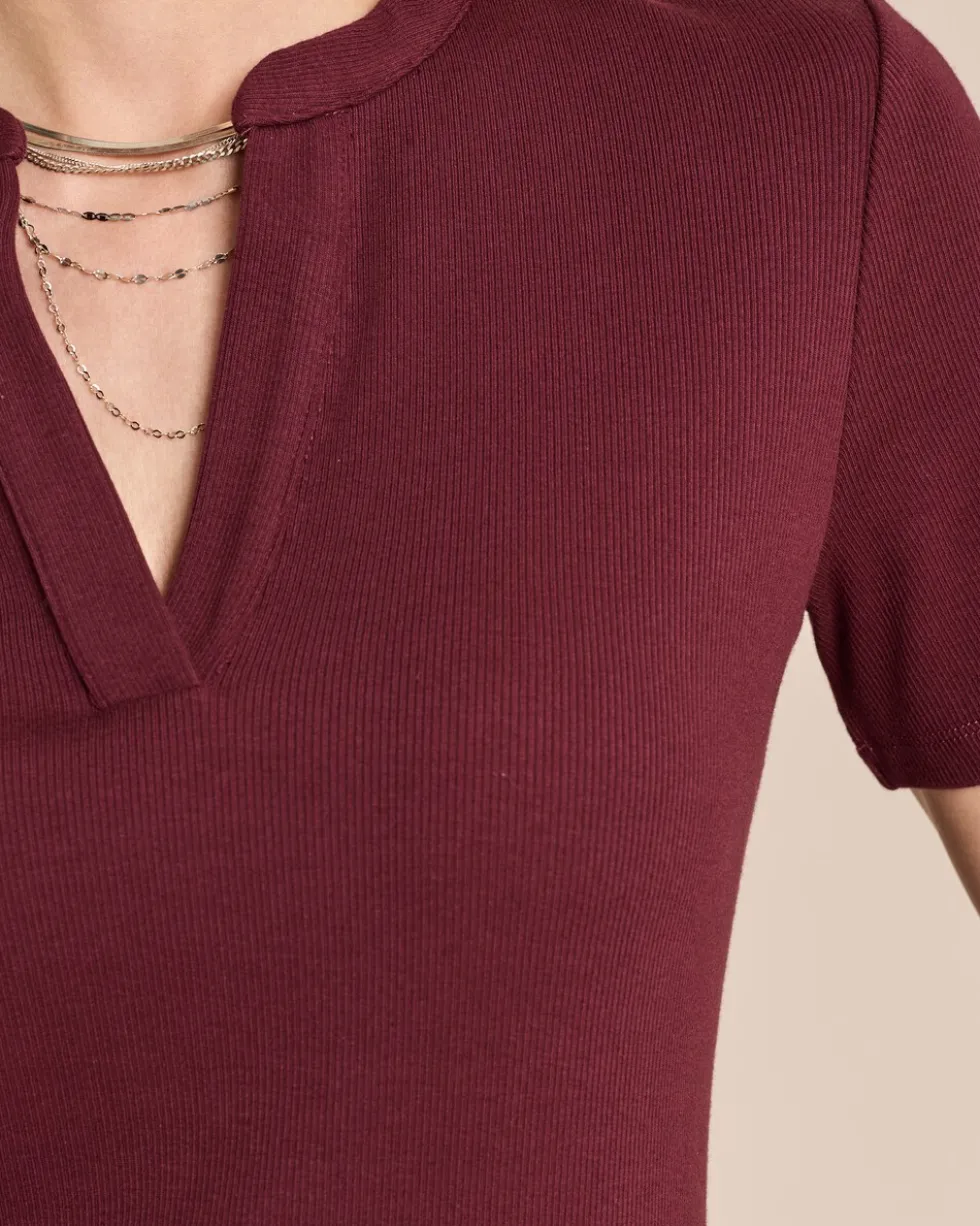 Slim Shirt mit V-Ausschnitt