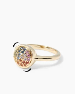 Spinning-Ring mit multicolor Saphiren