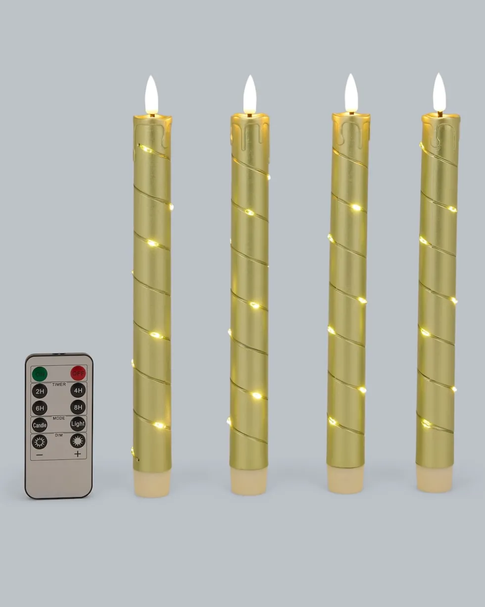 Stabkerzen mit LED-Draht, 4tlg.