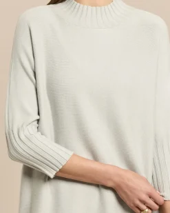 Stehkragenpullover mit Rippbund