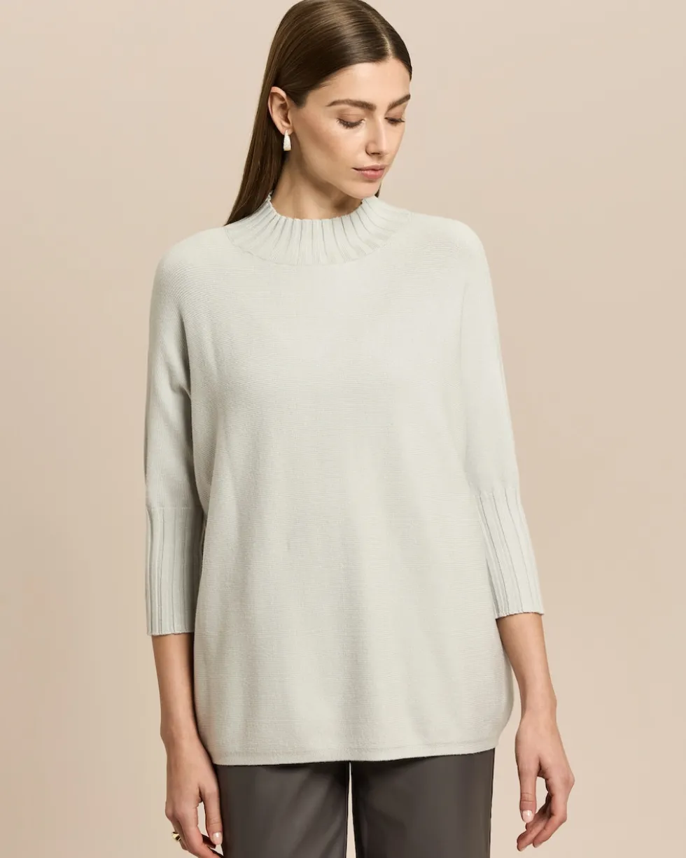Stehkragenpullover mit Rippbund