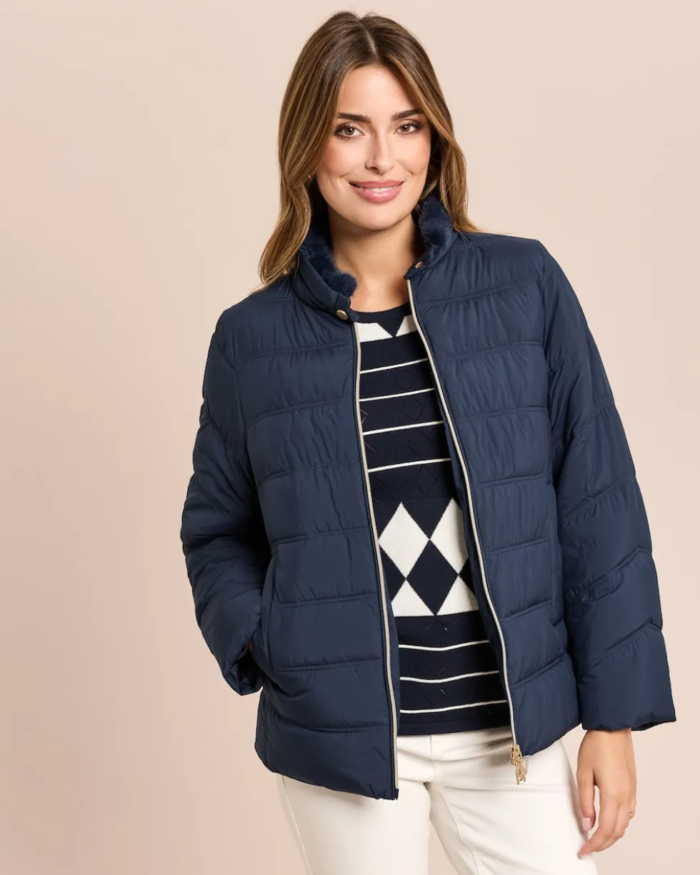 Steppjacke mit abnehmbarem Webpelz