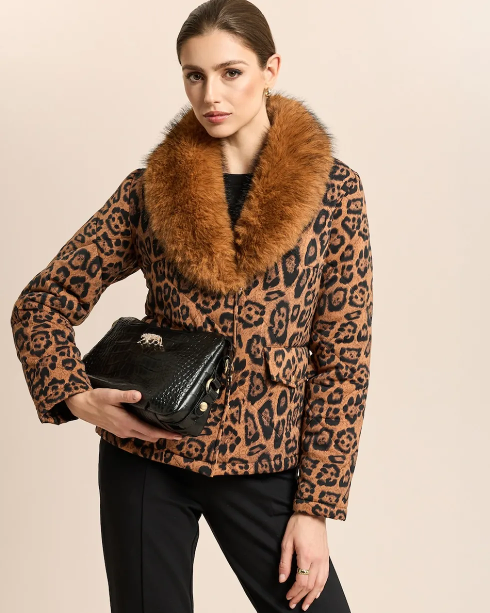 Steppjacke mit Webpelzkragen