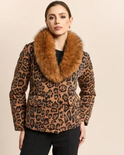 Steppjacke mit Webpelzkragen