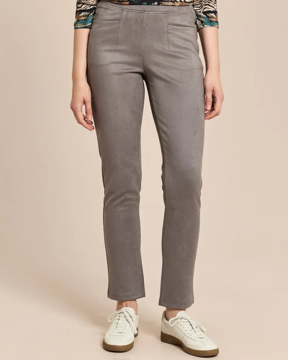Straight Fit Schlupfhose aus Stretch Velours