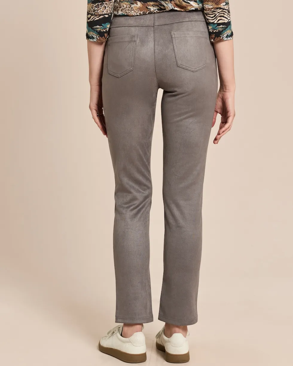 Straight Fit Schlupfhose aus Stretch Velours