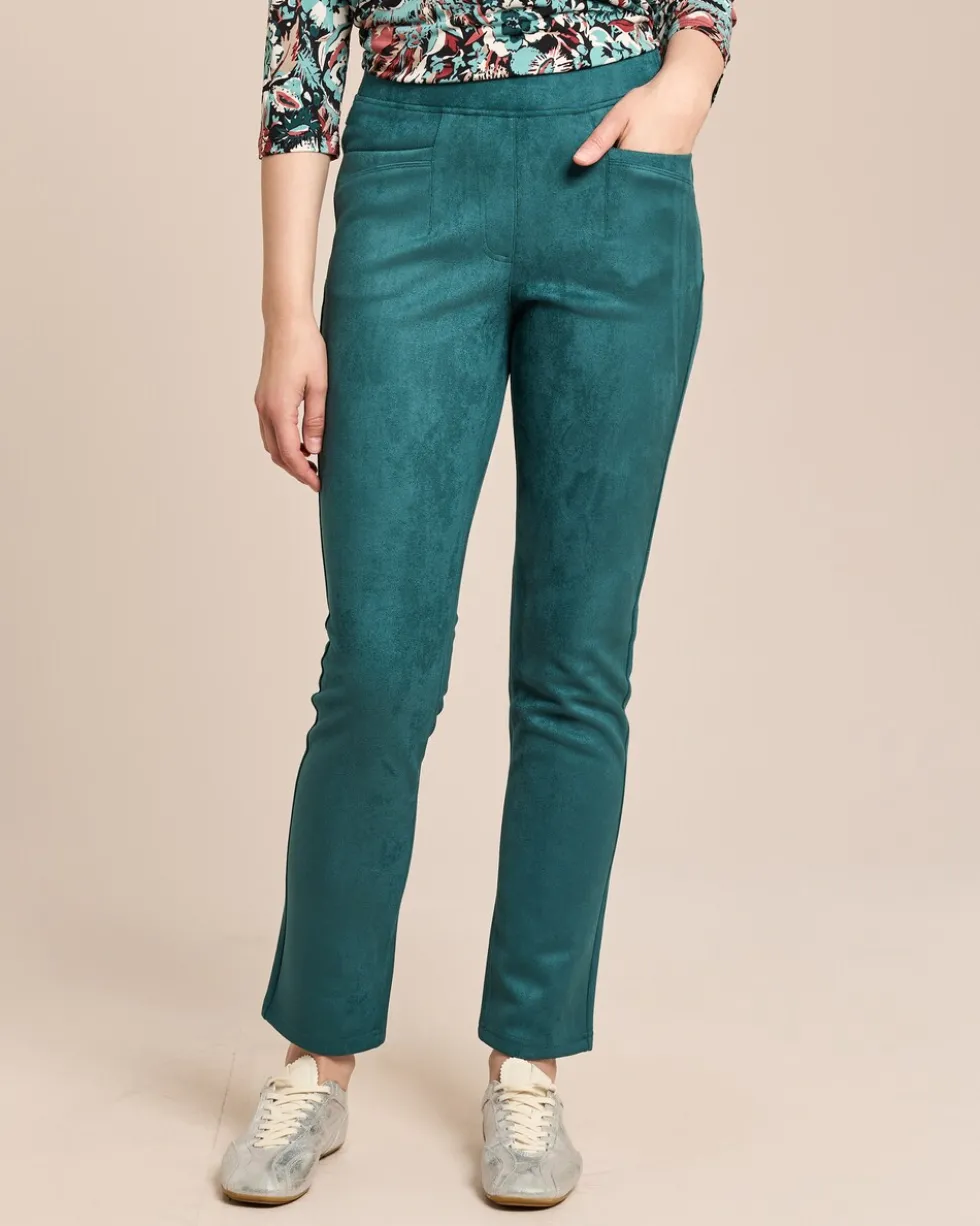 Straight Fit Schlupfhose aus Stretch Velours
