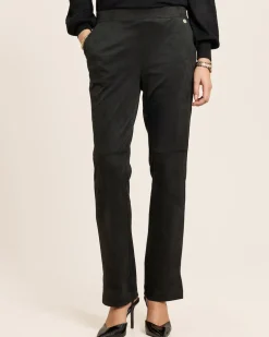 Straight Leg Hose, Velourslederimitat