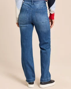 Straight Leg Jeans aufgesetzte Tasche