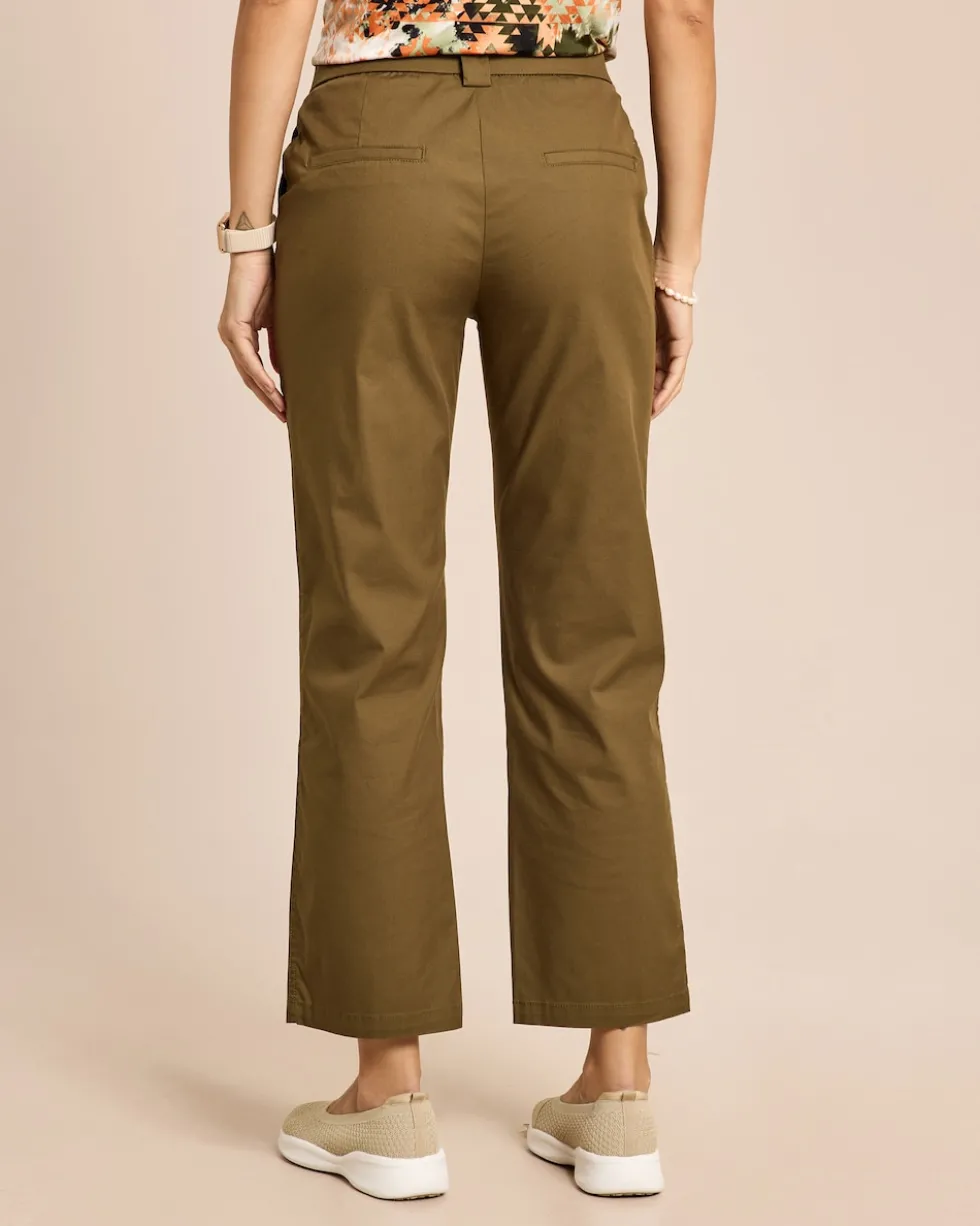 Straight Leg Webhose Baumwoll-Stretch