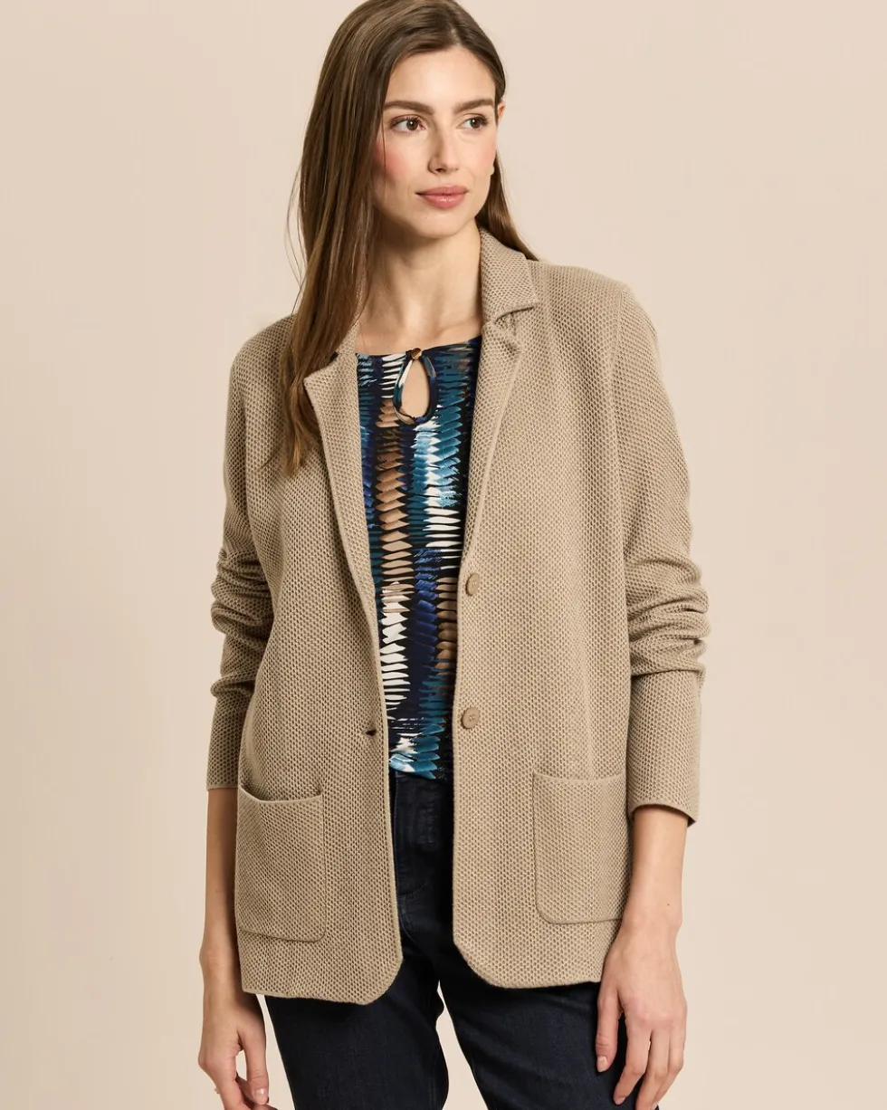 Strickblazer mit merzerisiertem Wollanteil
