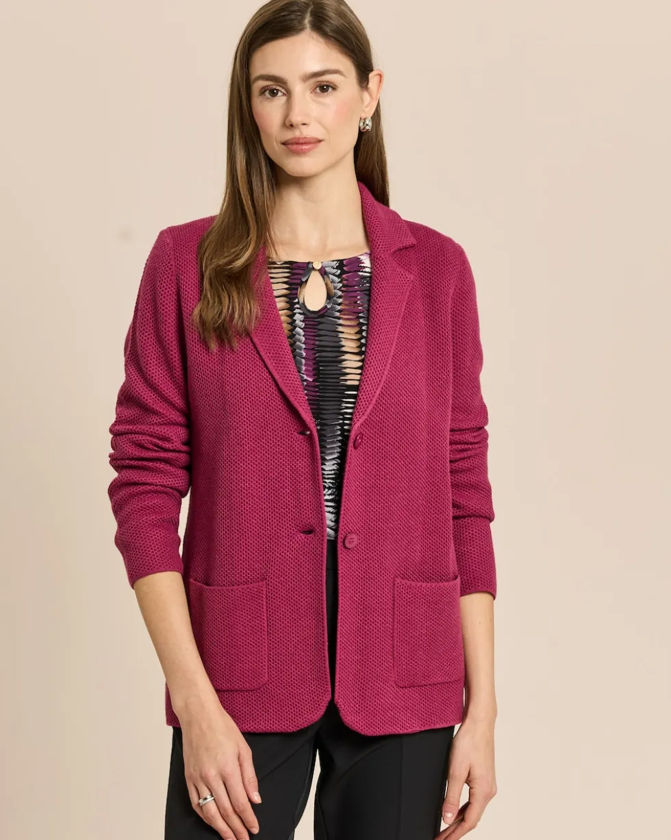 Strickblazer mit merzerisiertem Wollanteil
