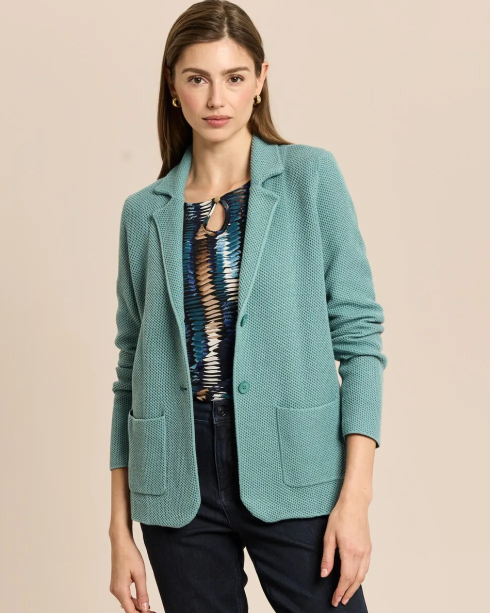 Strickblazer mit merzerisiertem Wollanteil