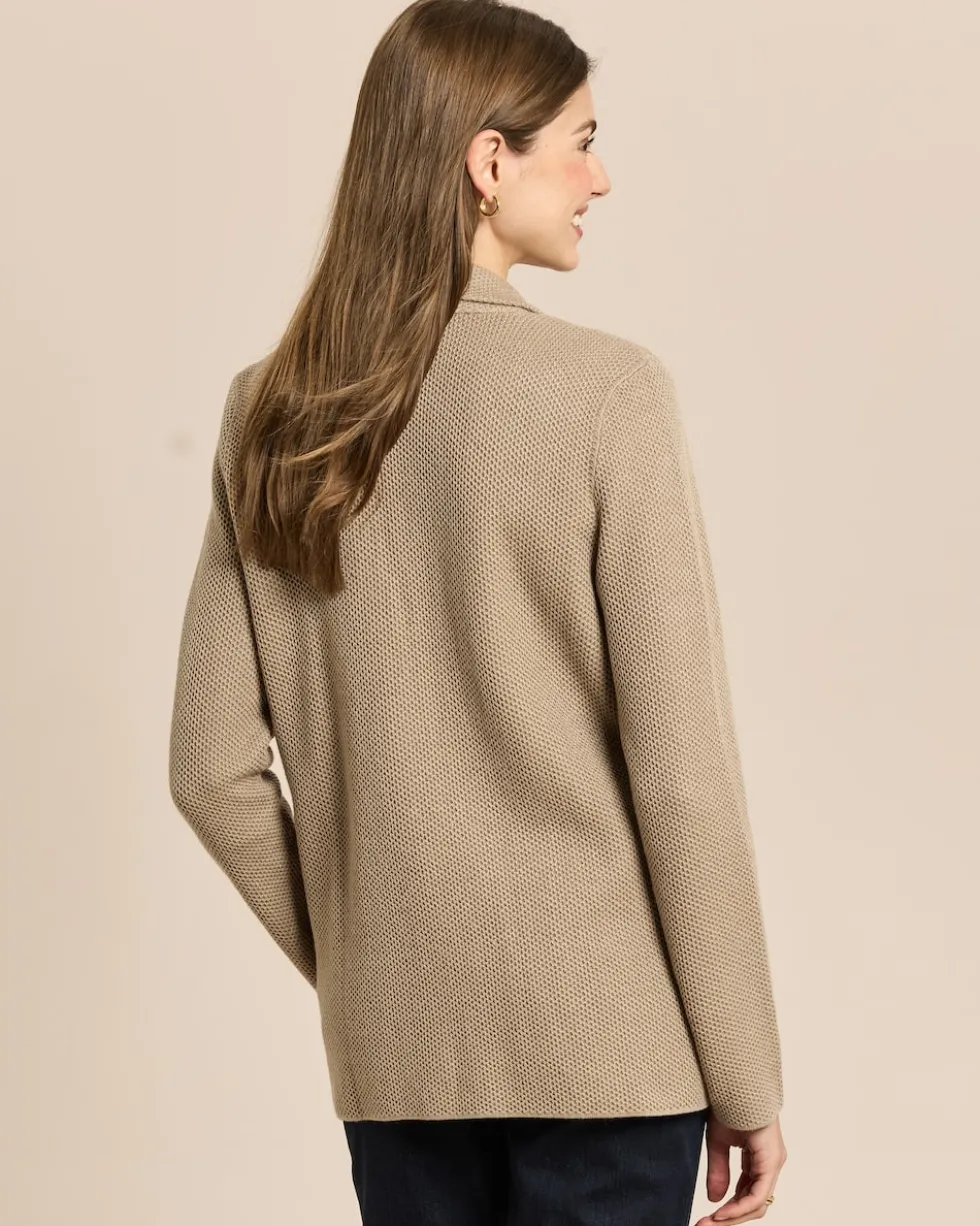 Strickblazer mit merzerisiertem Wollanteil