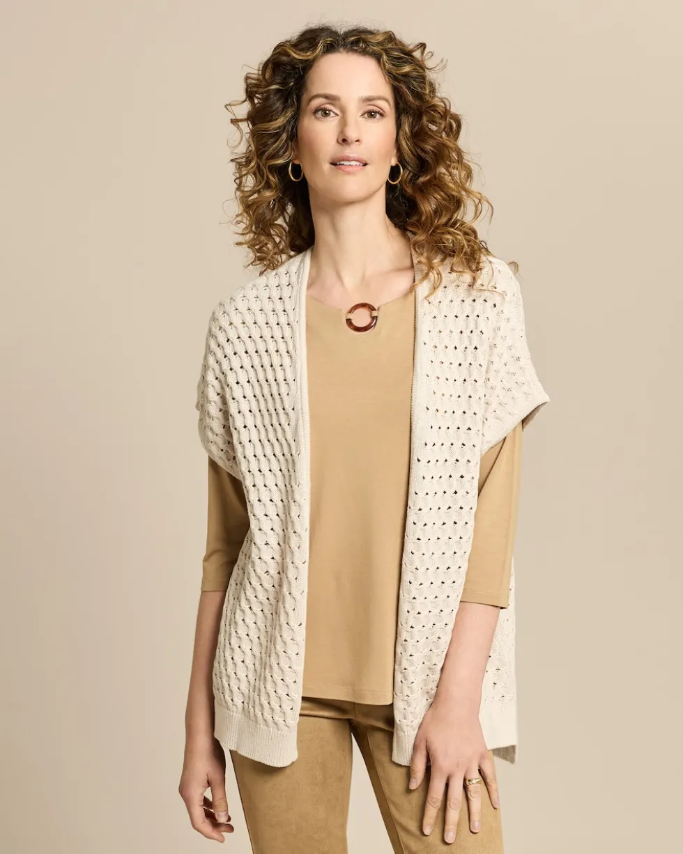 Strickcardigan mit Zopf-Ajour-Muster