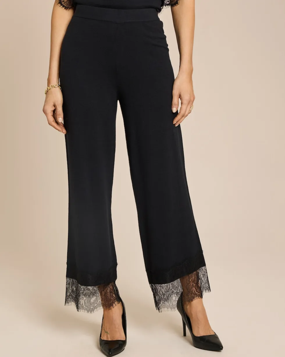 7/8 Strickhose mit Spitzensaum