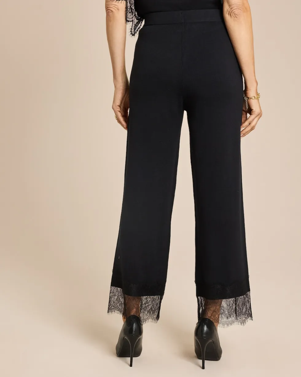 7/8 Strickhose mit Spitzensaum