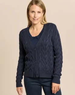 Strickjacke in Zopfmuster mit V-Ausschnitt