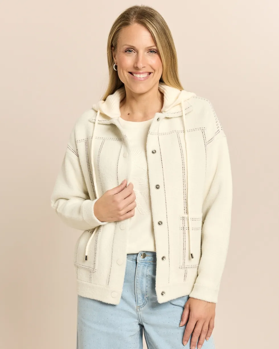 Strickjacke mit abnehmbarer Kapuze