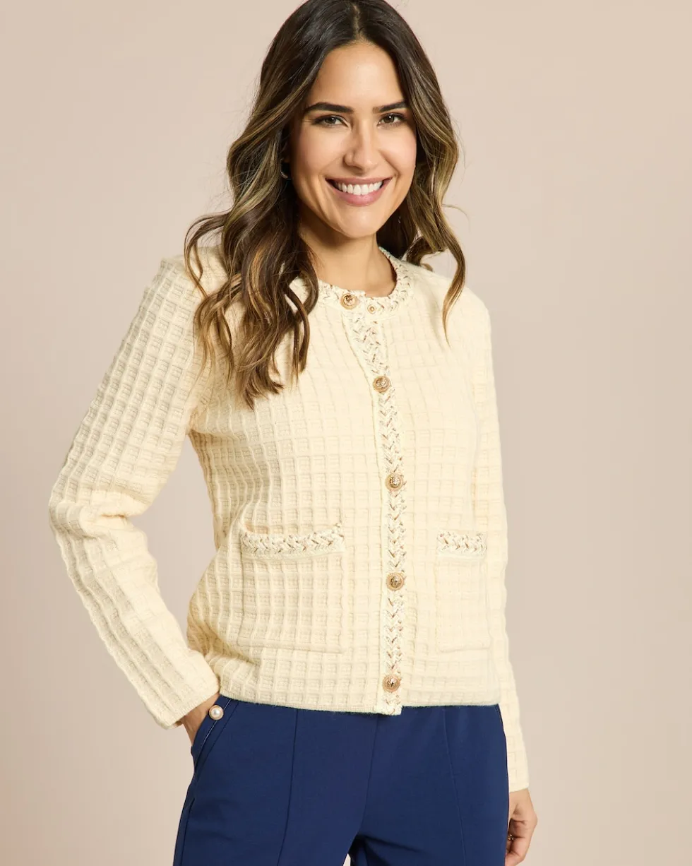 Strickjacke mit Kontrastblende