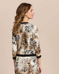 Strickjacke mit Leo- und Blumenprint