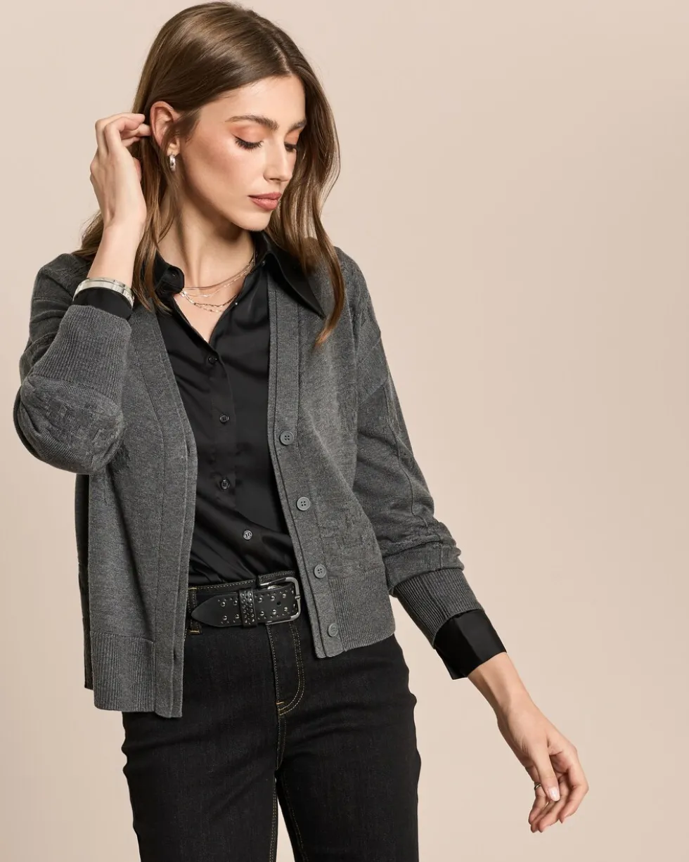Strickjacke mit Logo-Jacquard
