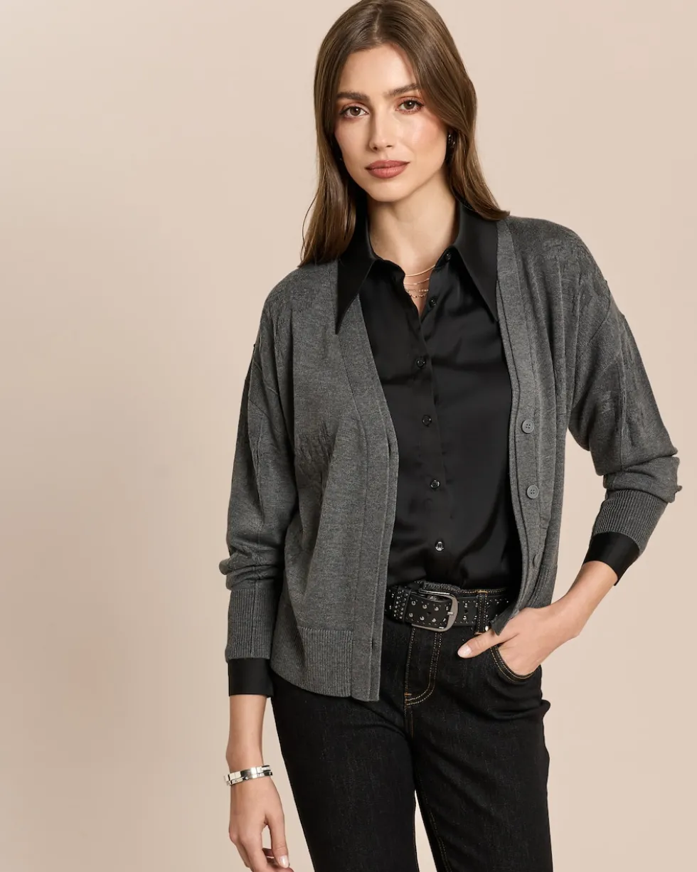 Strickjacke mit Logo-Jacquard