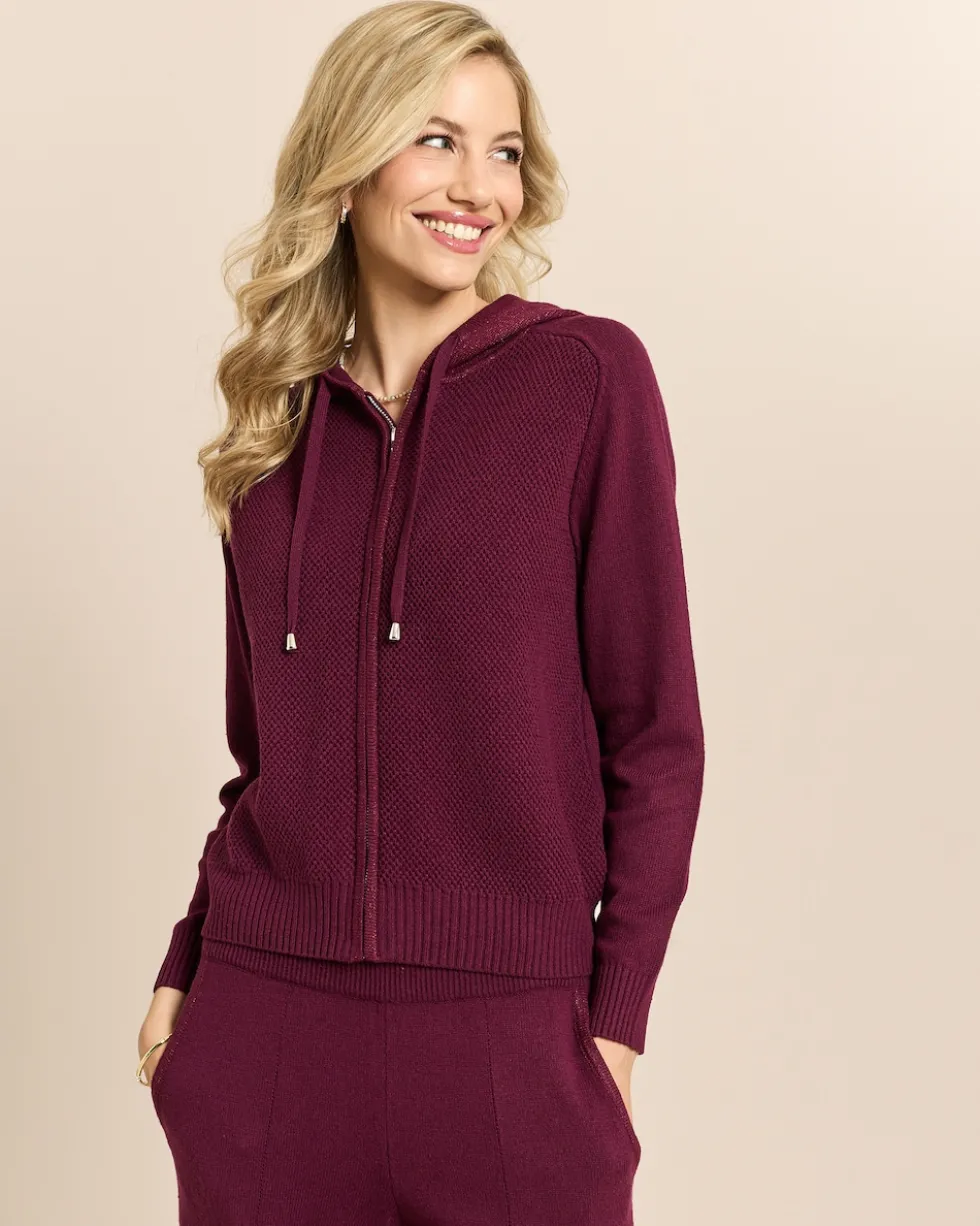Strickjacke mit Metallicgarn