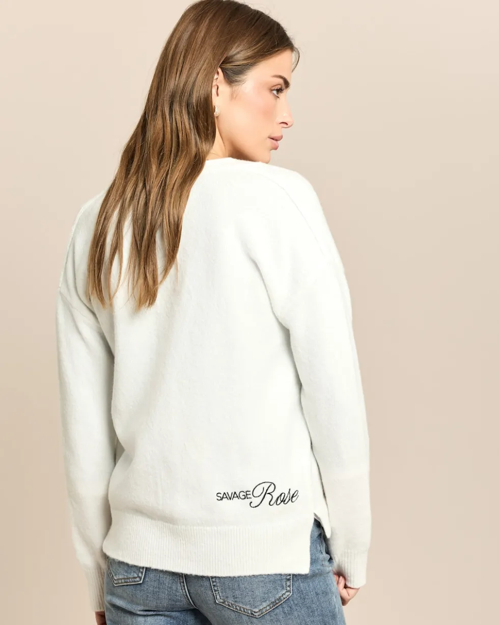 Strickjacke mit Schriftzug