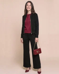 Strickjacke mit Velourslederimitat