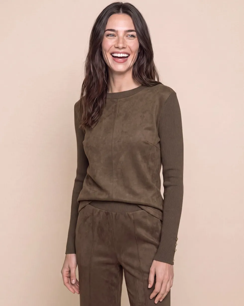 Strickpullover mit Velourslederimitat