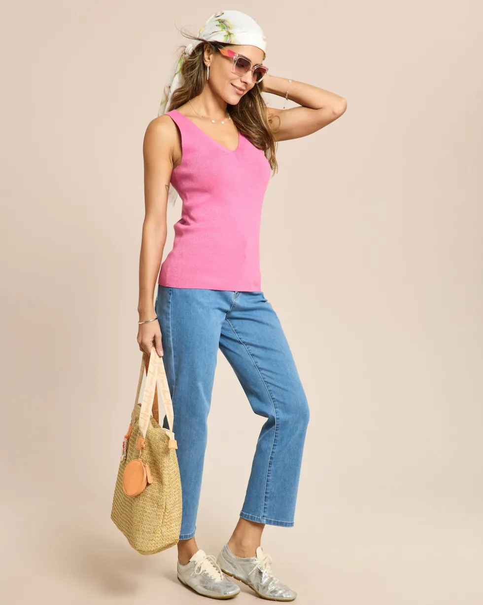 Strick Top mit Metallic Garn