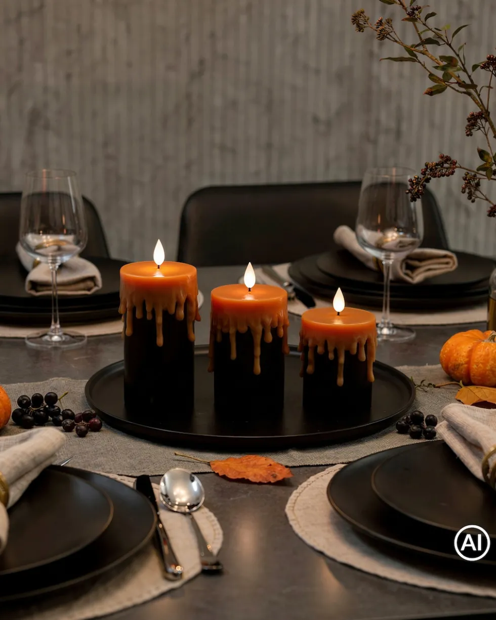 Stumpenkerzen "Halloween", 3tlg.