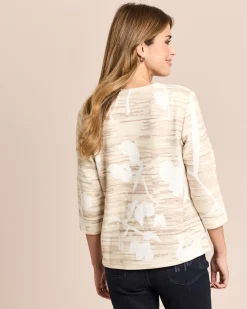 Sweatshirt mit Alloverdruck und V-Ausschnitt