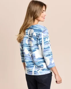 Sweatshirt mit Alloverdruck und V-Ausschnitt