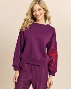 Sweatshirt mit Blumenstickerei