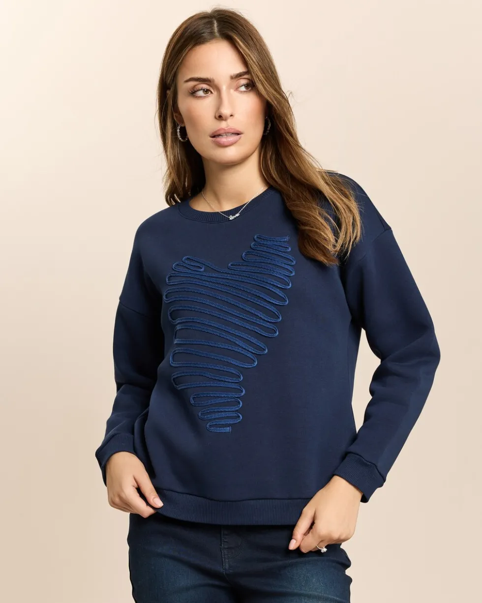 Sweatshirt mit Herz-Stickerei