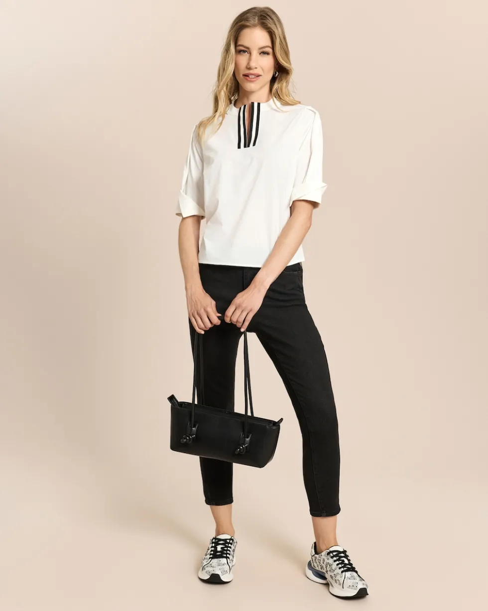 Techno-Stretch Bluse mit Stehkragen