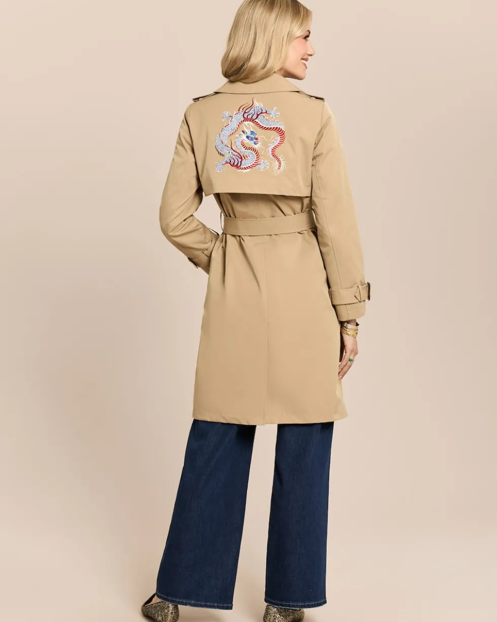 Trenchcoat mit Stickmotiv
